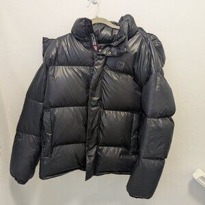 66 Degrees North Men's Black Down Puffer with Adjustable/Removable Hood, Large